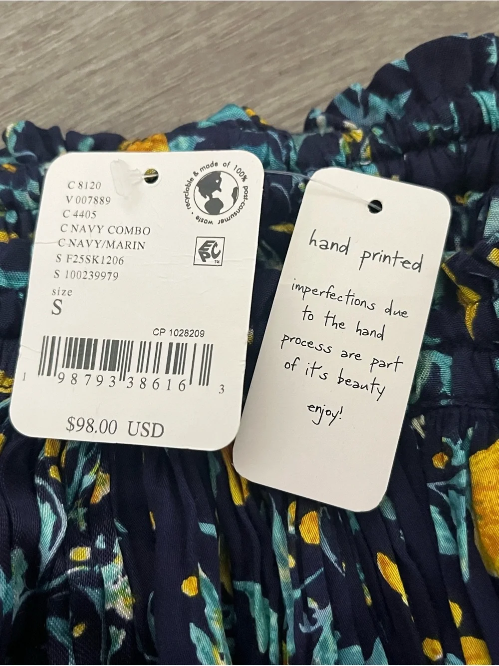 Free People Navy Skirt with Yellow & Teal Floral